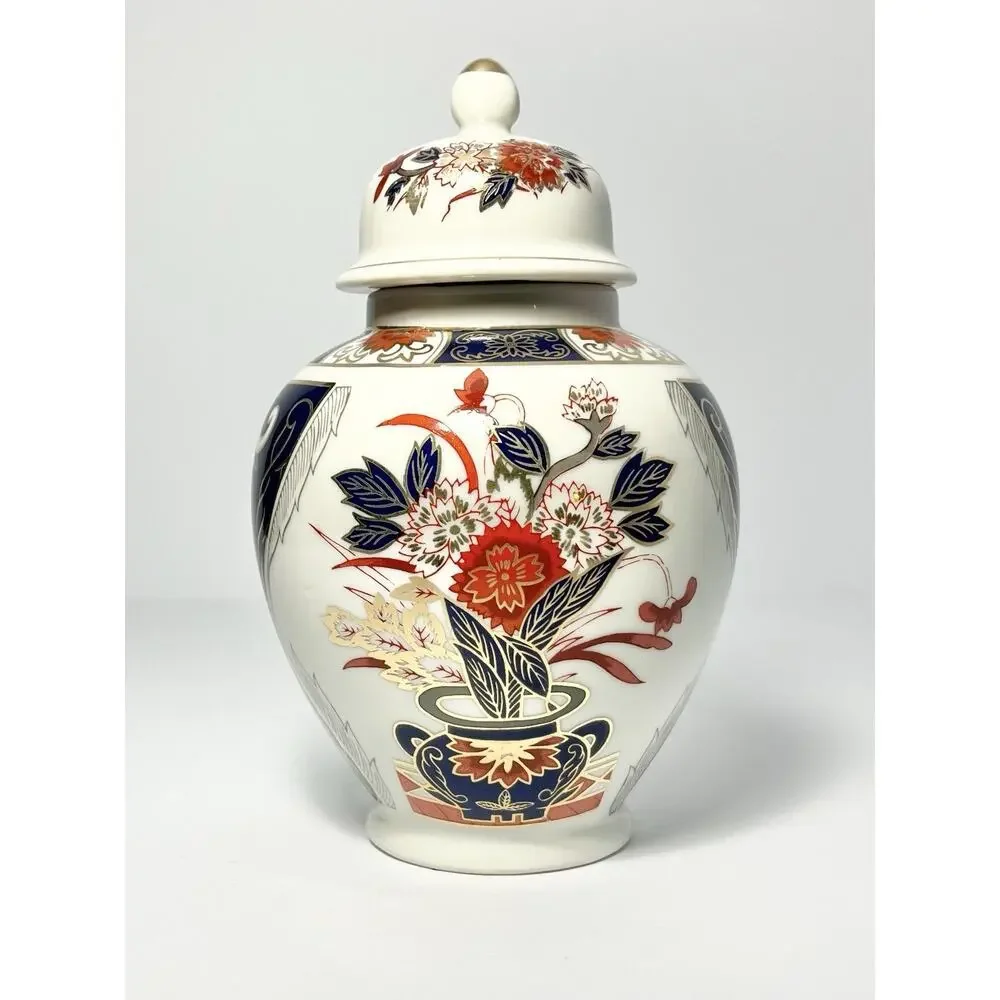 1980s Vintage Japanese Imari 4-Piece Home Decor Set Ginger Jar Picture Frame Box
